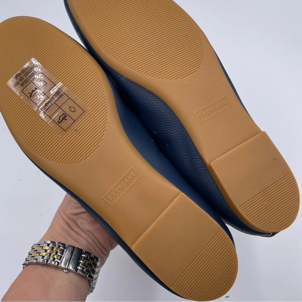Everlane Navy Leather Ballet Flats